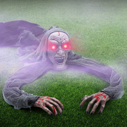 Halloween Light-Up Animated Zombie Groundbreaker with Creepy Sound for Halloween Outdoor,Lawn,Yard,Garden,Patio Decorations