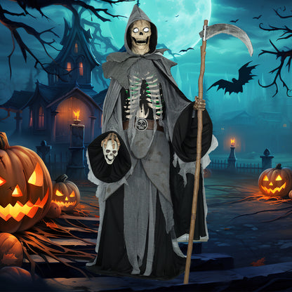 KiLiKuaLa 8.5Ft Halloween Animatronic Balthazar Reaper,Halloween Decorations Outdoor Scary,Glowing Chest and Eyes, Moving Arm Motions,Speaks Chilling Phrases