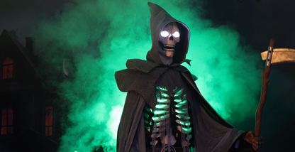 KiLiKuaLa 8.5Ft Halloween Animatronic Balthazar Reaper,Halloween Decorations Outdoor Scary,Glowing Chest and Eyes, Moving Arm Motions,Speaks Chilling Phrases